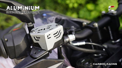 Carbon Racing-Aluminium Front Brake Reservoir Protector (Silver) For KTM Adventure 390/250/X (2025)