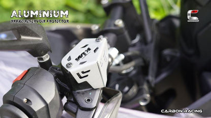 Carbon Racing-Aluminium Front Brake Reservoir Protector (Silver) For KTM Adventure 390/250/X (2025)
