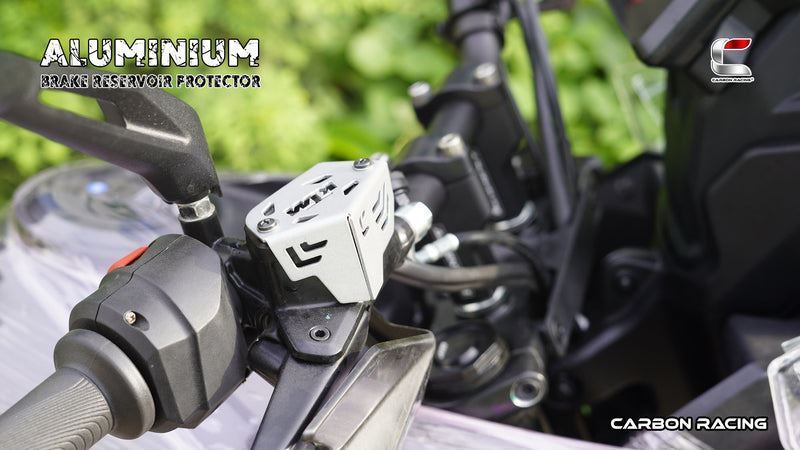Carbon Racing-Aluminium Front Brake Reservoir Protector (Silver) For KTM Adventure 390250X (2025)