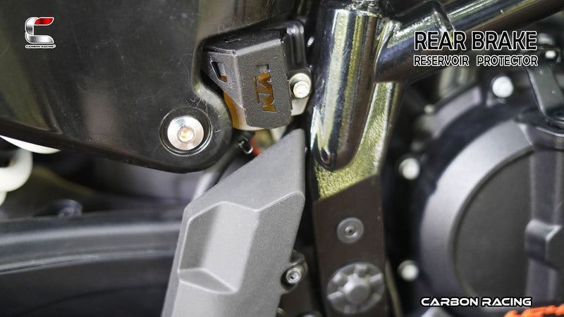 Carbon Racing-Aluminium Rear Brake Reservoir Protector (Black) For KTM Adventure 390/250/X (2025)