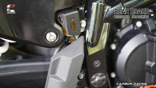Carbon Racing-Aluminium Rear Brake Reservoir Protector (Black) For KTM Adventure 390/250/X (2025)