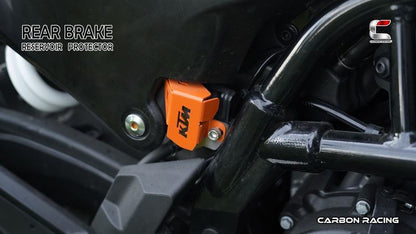 Carbon Racing-Aluminium Rear Brake Reservoir Protector (Orange) For KTM Adventure 390250X (2025)