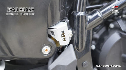 Carbon Racing-Aluminium Rear Brake Reservoir Protector (Silver) For KTM Adventure 390/250/X (2025)