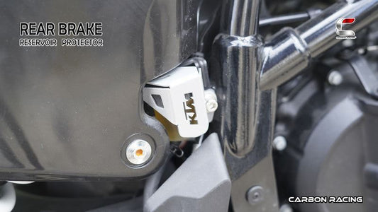 Carbon Racing-Aluminium Rear Brake Reservoir Protector (Silver) For KTM Adventure 390/250/X (2025)