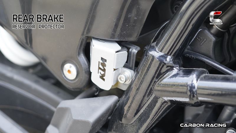 Carbon Racing-Aluminium Rear Brake Reservoir Protector (Silver) For KTM Adventure 390250X (2025)