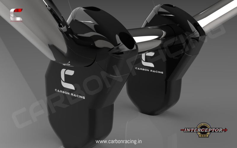 Carbon Racing-Angled Aluminum Silver Handlebar Risers for Interceptor 650 (Matte-Black)