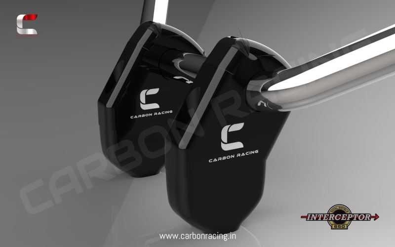 Carbon Racing-Angled Aluminum Silver Handlebar Risers for Interceptor 650 (Matte-Black)