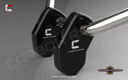Carbon Racing-Angled Aluminum Silver Handlebar Risers for Interceptor 650 (Matte-Black)