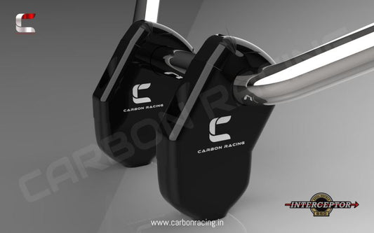 Carbon Racing-Angled Aluminum Silver Handlebar Risers for Interceptor 650 (Matte-Black)