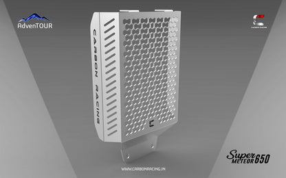Carbon Racing ELITE Premium Aluminium Radiator Guard For Super Meteor 650-Silver