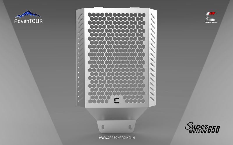 Carbon Racing ELITE Premium Aluminium Radiator Guard For Super Meteor 650-Silver