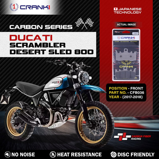 Carbon Brake Pads For Ducati Scrambler Desert Sled 800 (2017-2018) - Front - CFB036 - 2 Sets CRANK1