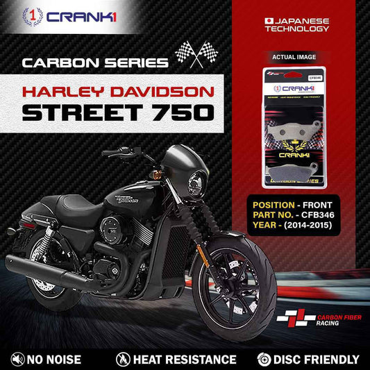 Carbon Brake Pads For Harley Davidson Street 750 (2014-2015) - Front - CFB346 - 1 Set-CRANK1