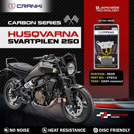 Carbon Brake Pads For Husqvarna Svartpilen 250 (2024 Onwards) - Rear - CFB312 - 1 Set - CRANK1