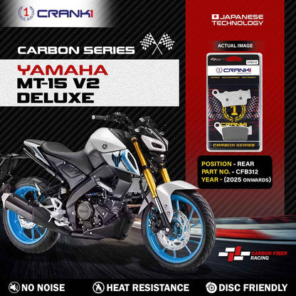 Carbon Brake Pads For Yamaha MT-15 V2 Deluxe (2025 Onwards) - Rear - CFB312 - 1 Set - CRANK1