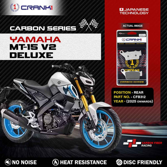 Carbon Brake Pads For Yamaha MT-15 V2 Deluxe (2025 Onwards) - Rear - CFB312 - 1 Set - CRANK1