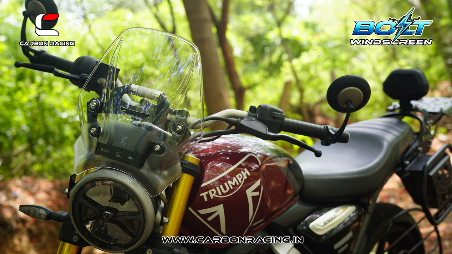 Carbon Racing BOLT Windscreen For Triumph Speed 400 - Clear (Windshield + Integrated GPS Mount + Number Plate Holder) - CRSPEED400