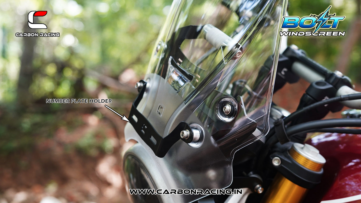 Carbon Racing BOLT Windscreen For Triumph Speed 400 - Clear (Windshield + Integrated GPS Mount + Number Plate Holder) - CRSPEED400