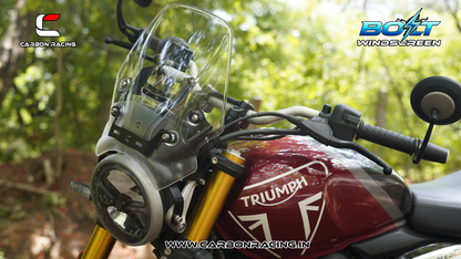 Carbon Racing BOLT Windscreen For Triumph Speed 400 - Clear (Windshield + Integrated GPS Mount + Number Plate Holder) - CRSPEED400