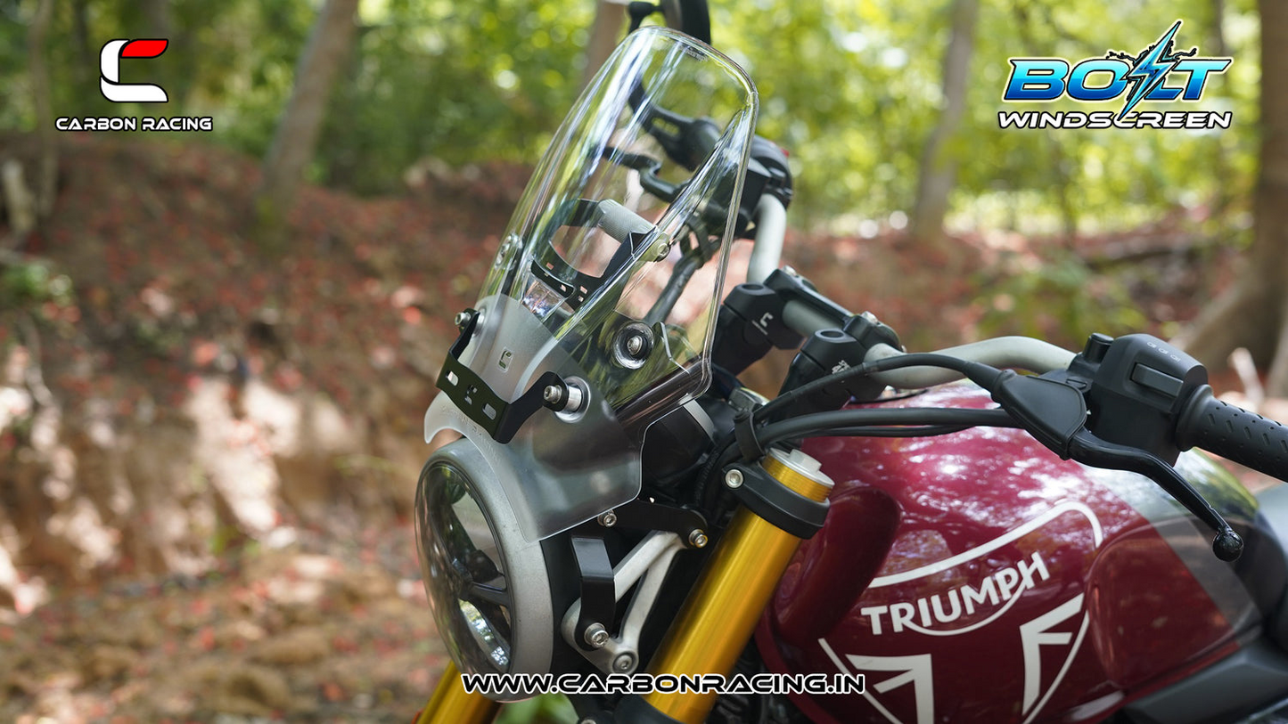 Carbon Racing BOLT Windscreen For Triumph Speed 400 - Clear (Windshield + Integrated GPS Mount + Number Plate Holder) - CRSPEED400