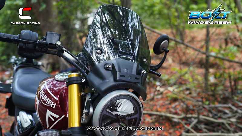 Carbon Racing BOLT Windscreen For Triumph Speed 400 - Smoked (Windshield + Integrated GPS Mount + Number Plate Holder) - CRSPEED400