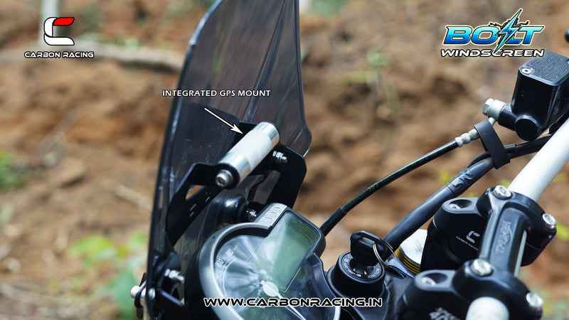 Carbon Racing BOLT Windscreen For Triumph Speed 400 - Smoked (Windshield + Integrated GPS Mount + Number Plate Holder) - CRSPEED400