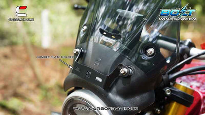 Carbon Racing BOLT Windscreen For Triumph Speed 400 - Smoked (Windshield + Integrated GPS Mount + Number Plate Holder) - CRSPEED400