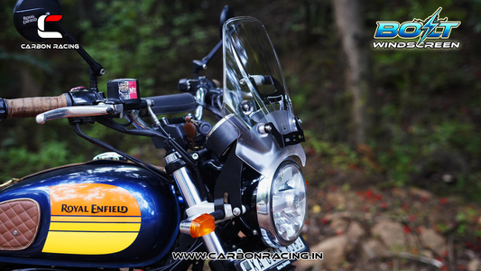 Carbon Racing BOLT Windscreen for Royal Enfield Interceptor 650 - Clear (Windshield + Integrated GPS Mount + Number Plate Holder)