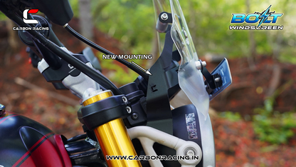 Carbon Racing BOLT Windscreen for Triumph Scrambler 400X - Clear (With Integrated GPS Mount + Number Plate Holder) - CRTSCRAM