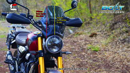 Carbon Racing BOLT Windscreen for Triumph Scrambler 400X - Clear (With Integrated GPS Mount + Number Plate Holder) - CRTSCRAM