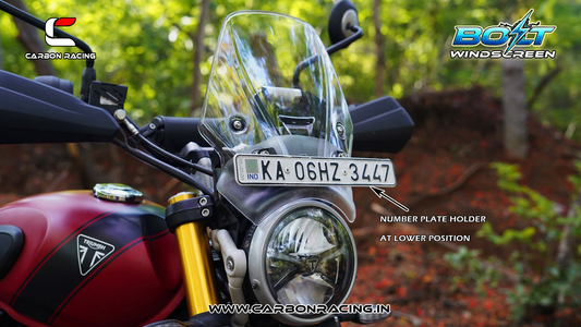 Carbon Racing BOLT Windscreen for Triumph Scrambler 400X - Clear (With Integrated GPS Mount + Number Plate Holder) - CRTSCRAM