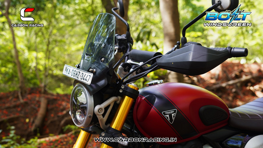 Carbon Racing BOLT Windscreen for Triumph Scrambler 400X - Smoked (With Integrated GPS Mount + Number Plate Holder) - CRTSCRAM