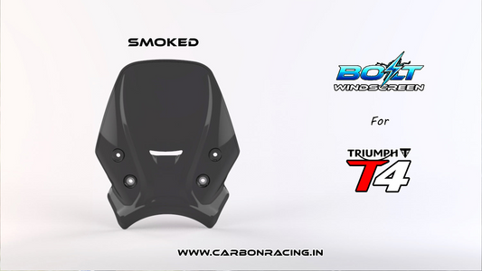 Carbon Racing BOLT Windscreen for Triumph T4 - Smoked (Windshield + Integrated GPS Mount + Number Plate Holder)