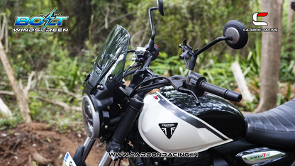Carbon Racing BOLT Windscreen for Triumph T4 - Smoked (Windshield + Integrated GPS Mount + Number Plate Holder)
