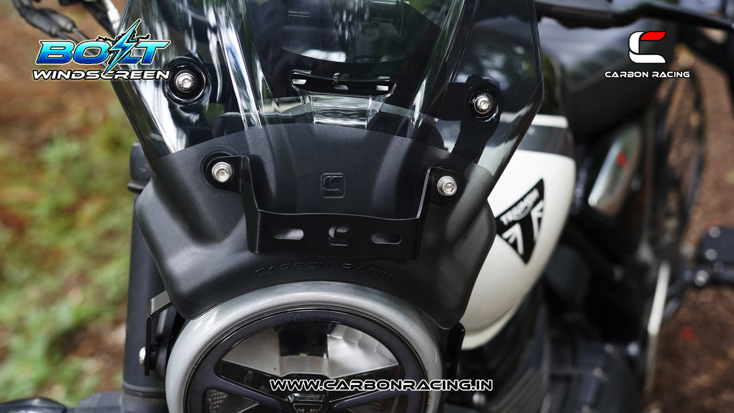 Carbon Racing BOLT Windscreen for Triumph T4 - Smoked (Windshield + Integrated GPS Mount + Number Plate Holder)