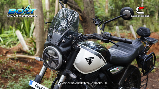 Carbon Racing BOLT Windscreen for Triumph T4 - Smoked (Windshield + Integrated GPS Mount + Number Plate Holder)