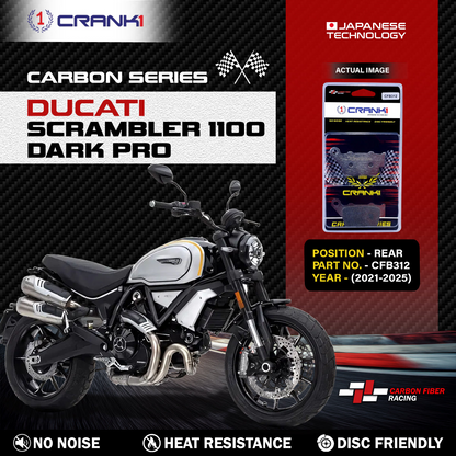 Carbon Brake Pads For Ducati Scrambler 1100 Dark Pro (2021-2025) - Rear - CFB312 - 1 Set CRANK1