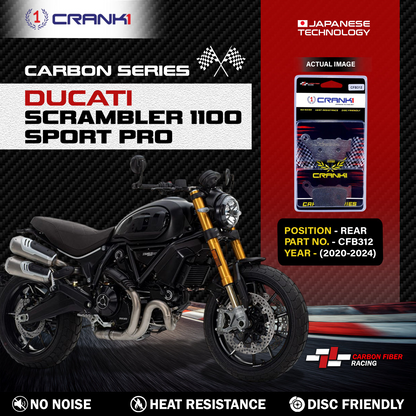 Carbon Brake Pads For Ducati Scrambler 1100 Sport Pro (2020-2024) - Rear - CFB312 - 1 Set CRANK1