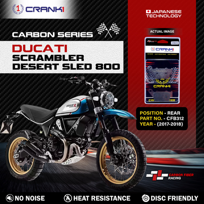Carbon Brake Pads For Ducati Scrambler Desert Sled 800 (2017-2018) - Rear - CFB312 - 1 Set CRANK1