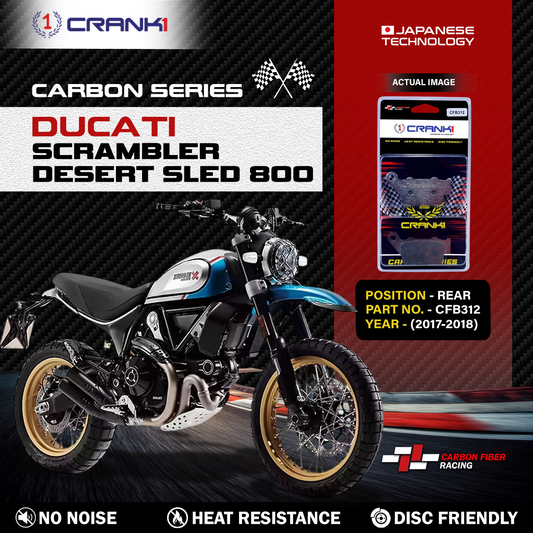 Carbon Brake Pads For Ducati Scrambler Desert Sled 800 (2017-2018) - Rear - CFB312 - 1 Set CRANK1
