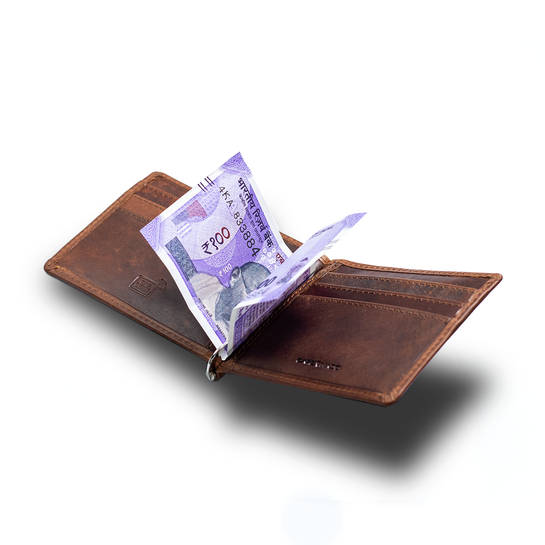 Carbonado Bifold Wallet Money Clip (Brown)