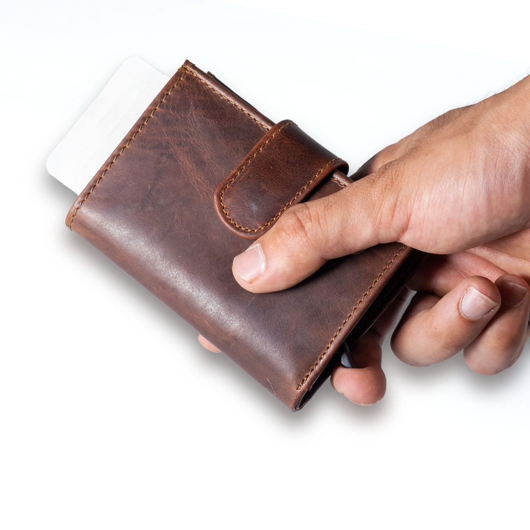 Carbonado Popup Card Bifold Wallet (Brown)