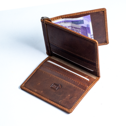 Carbonado Tri Fold Money Clip Wallet (Brown)