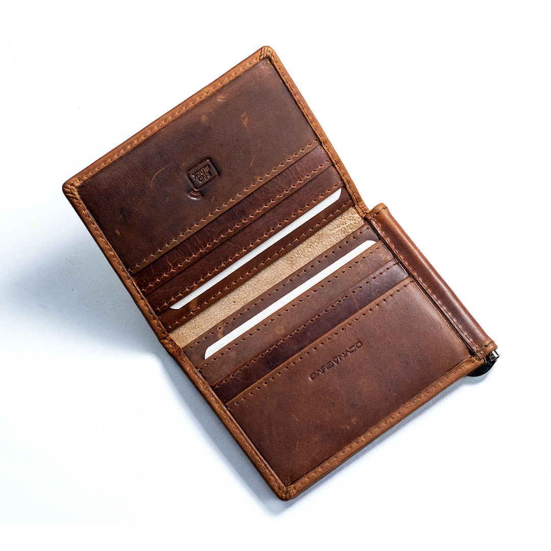 Carbonado Tri Fold Money Clip Wallet (Brown)