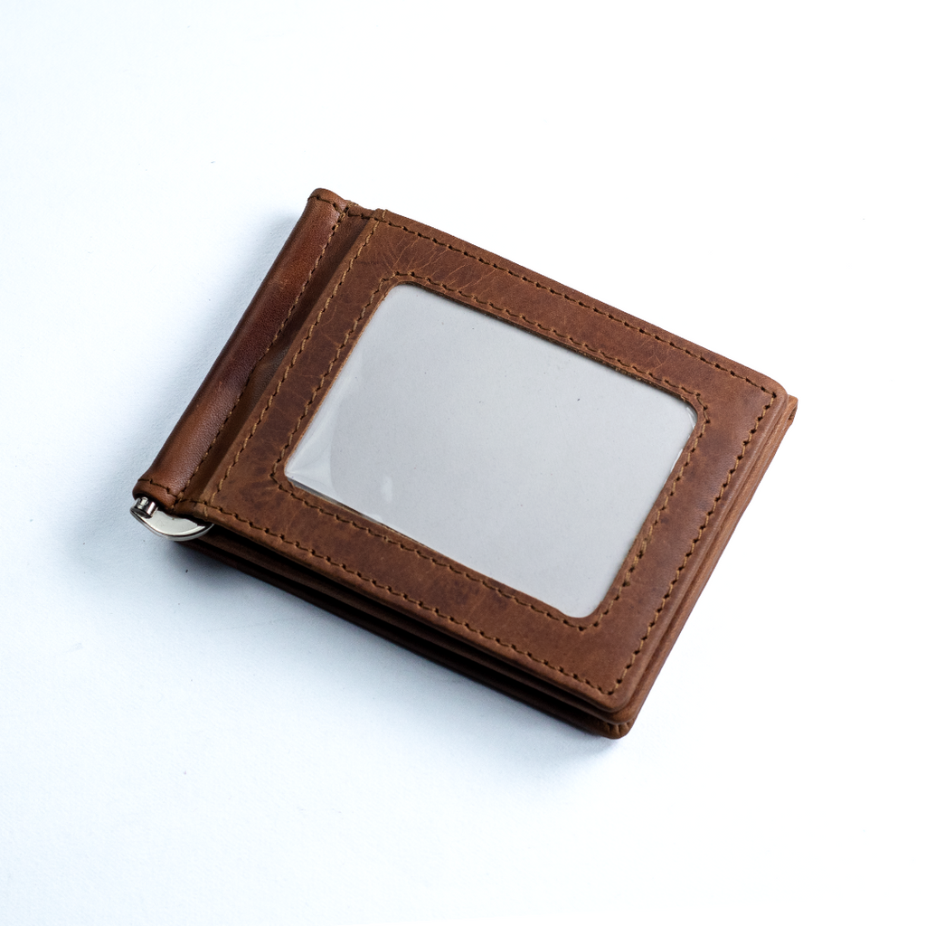 Carbonado Tri Fold Money Clip Wallet (Brown)
