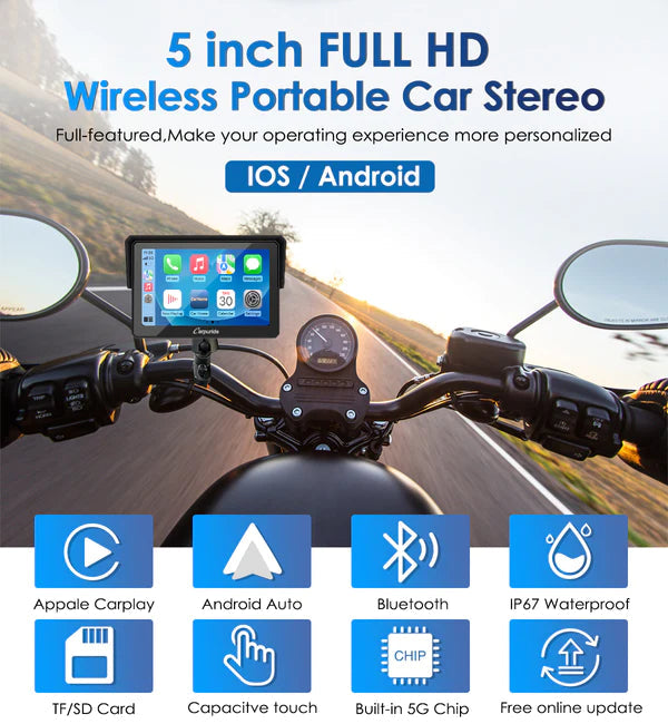 Carpuride W502 Wireless Portable Dual Bluetooth Waterproof IP67 Motorcycle Stereo - Riders Junction