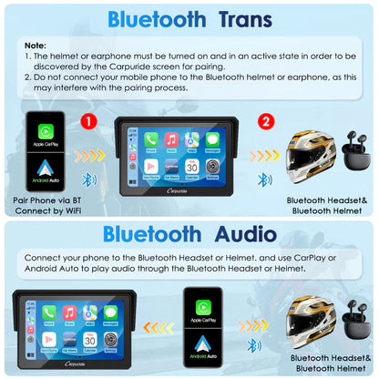 Carpuride W502 Wireless Portable Dual Bluetooth Waterproof IP67 Motorcycle Stereo - Riders Junction