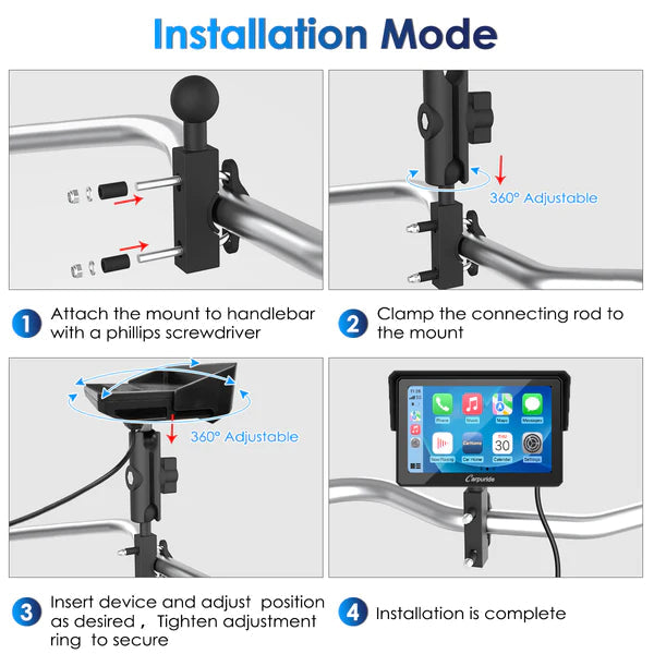 Carpuride W502 Wireless Portable Dual Bluetooth Waterproof IP67 Motorcycle Stereo - Riders Junction