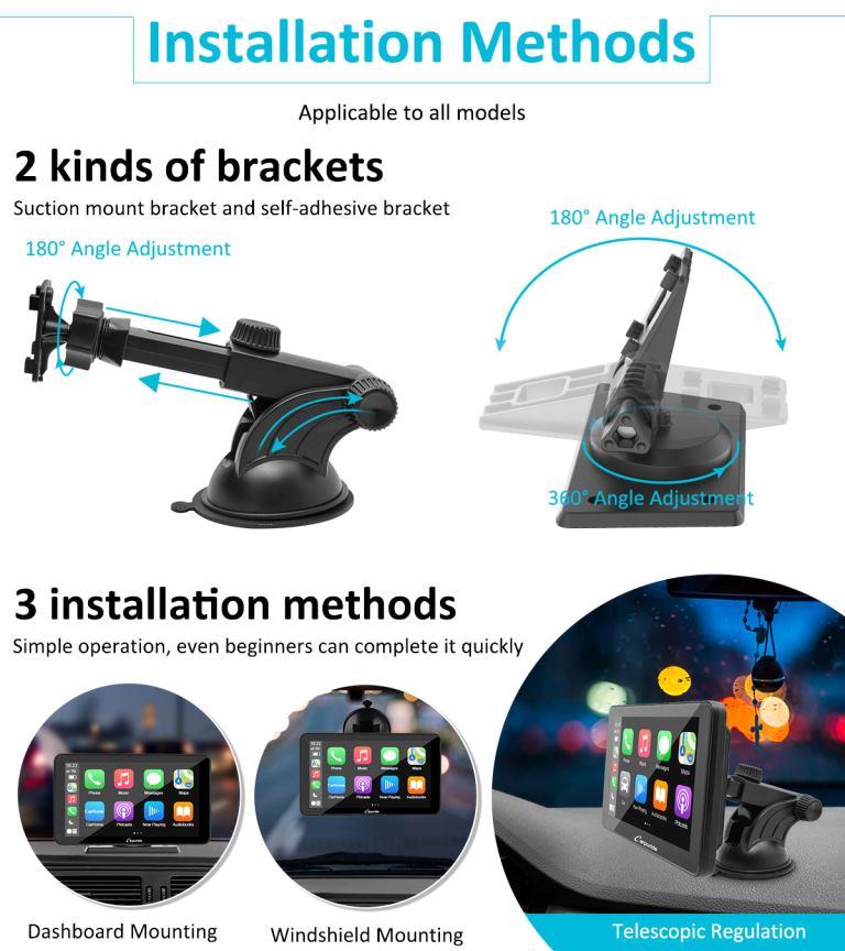 Carpuride W701 Plus Portable Wireless Car Stereo with Backup Camera, Support Install Apps - Riders Junction