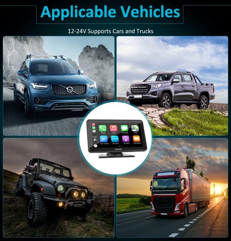 Carpuride W701 Plus Portable Wireless Car Stereo with Backup Camera, Support Install Apps